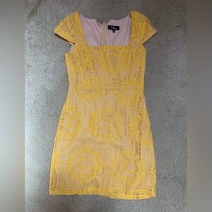 Yellow sunflower lace dress
